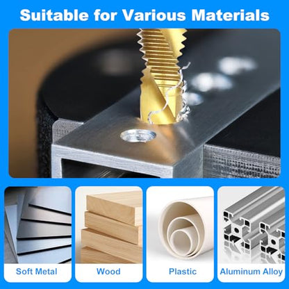 Drill Tap Set 6Pcs, Titanium Plated Combination Taps Drill Bit Set - size: 6 Pcs Metric Tap Set