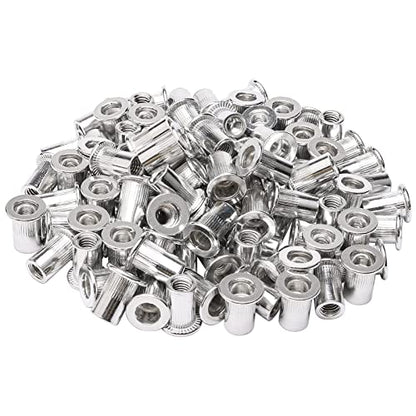 100Pcs M6 6 mm Aluminum Rivet Nuts, Blind Insert Nuts - size: M6