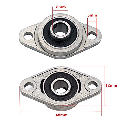 4Pcs KFL08 Pillow Block Bearing 8mm Bore Flanged Ball Mounted Bearing Block