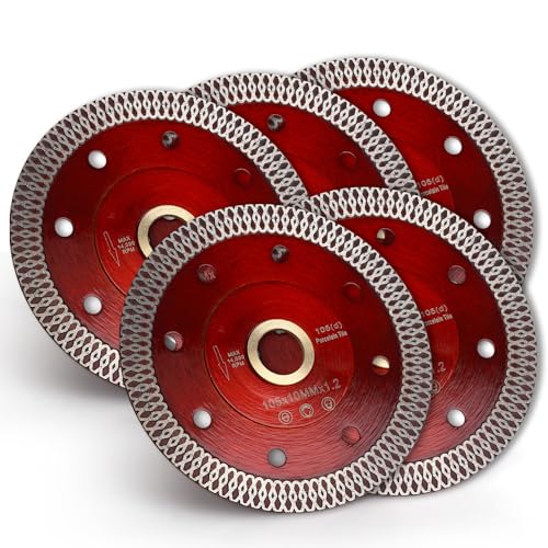 YIJING 5pcs/Box 4" Super Thin Diamond Cutting Blade Porcelain Tile Saw Blade with Arbor 7/8" or 5/8" Match with Hand-Held Grinder (4”-5pc) - size: 4”-5pc