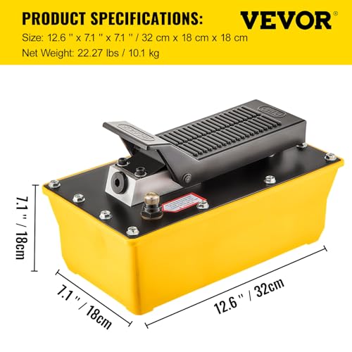 VEVOR Air Hydraulic Pump, 10,000 PSI Hydraulic Foot Pump, 0.6 Gal Reservoir Foot Operated Air/Hydraulic Pump, with Hose and Spray Gun for Heavy Machinery Rigging, Auto Repair, Auto Body Frame Machines - style: 2.3 L hydraulic pump with 6.5 ft Hose a Gun