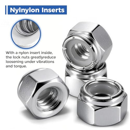 1/4"-20 Lock Nuts, 100-Pack, Premium Carbon Steel