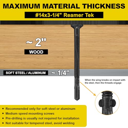#14 x 3-1/4 Self-Tapping Trailer Deck Screws,161PcsT25 Star Bits Screws - color: Black, size: #14 x 3-1/4in 161pcs
