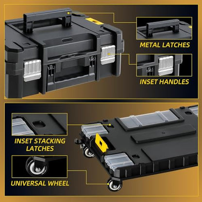 TLGREEN 4-Tier Stackable Rolling Tool Box with Wheels and Drawers