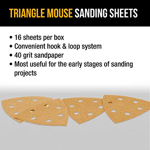 Dura-Gold Premium Triangle Oscillating Mouse Sanding Sheets - 40 Grit (Box - size: 40-Grit