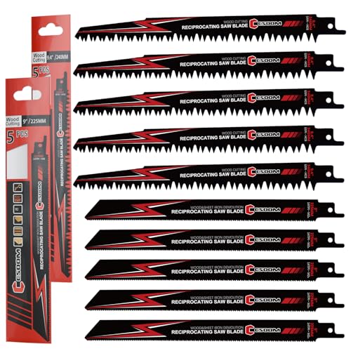 CSOOM 10PC Reciprocating Saw Blade Set, 9 & 9.4 Inch Wood & Metal Cutting Pruner Saw Blades - size: 9 Inch & 9.4 Inch