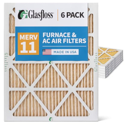 Glasfloss ZL 14x20x1 MERV 11 AC Furnace Pleated Air Filters. Box of 6 - size: 14x20x1 | 1" Filters | 6 Pack