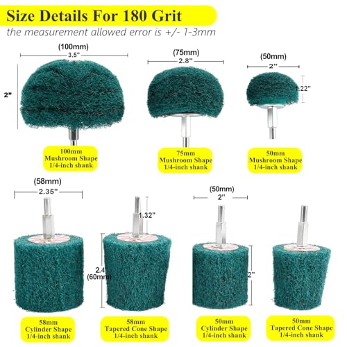 7 PCS Non Woven Abrasive Buffing Polishing Wheels Drill Attachment Set