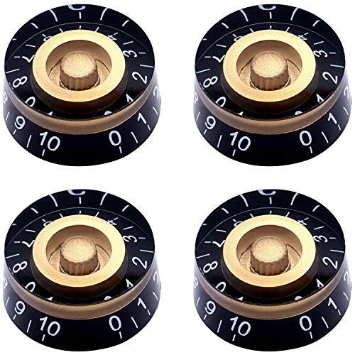 Taiss 4Pcs Guitar Knobs,Amber Top Hat Knobs Electric Guitar Bass Speed Control Knobs Volume Tone Control Knobs Fits 6mm/0.24" Rotary Shaft Musical Instruments And Radios Parts Replacement KNOB-S32 - color: Amber