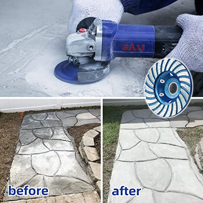 SALI Diamond Concrete Grinding Wheel 4 1/2 inch for Polishing and Cleaning Stone Concrete Surface, Cement, Marble, Rock, Granite, and Thinset Removing, Angle Grinder Segment Wheels Cup 115 * 22.2MM - style: Segment Turbo