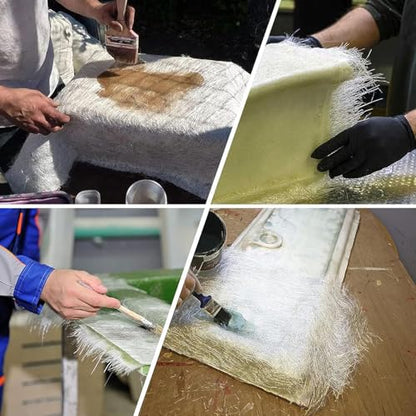 1.5oz Fiberglass Chopped Strand Mat – 4" x 360" Cloth Roll – 450gsm E-Glass Repair Cloth for Seams, Cracks, Auto Body Reinforcement | Polyester & Vinyl Ester Resin Compatible - size: 4" x 360"