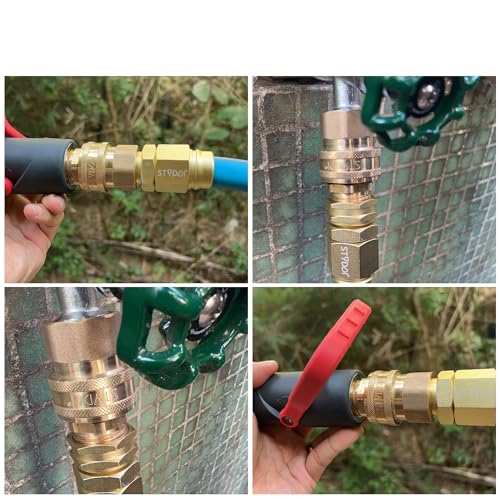 STYDDI 3/4-inch Full Flow Super Heavy Duty Hose Quick Connect Fittings, Lead-free Brass Full Port Garden Hose Quick Connector Coupler, 3/4” GHT High-Volume Hose Quick Release Adapter Set - size: 1 MALE + 1 FEMALE