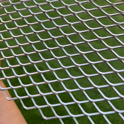 48"X24" 14 Gauge Expanded Metal Sheet Metal Diamond Mesh 0.4"X0.8" Expanded & Perforated Sheets Pet Screen Steel Grating-for Door Guard Screen Grill,Window Security Grill Door Protector - size: 48"x24"