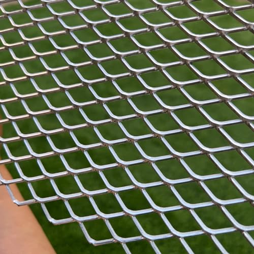 48"X24" 14 Gauge Expanded Metal Sheet Metal Diamond Mesh 0.4"X0.8" Expanded & Perforated Sheets Pet Screen Steel Grating-for Door Guard Screen Grill,Window Security Grill Door Protector - size: 48"x24"
