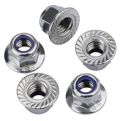 M3-0.5 (50 Pack) Hex Flange Locknuts, Serrated Flange Washer, Stainless Steel 304 (18/8) - size: M3-0.5