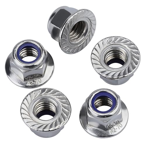 M6-1.0 (50 Pack) Hex Flange Locknuts, Serrated Flange Washer, Stainless Steel 304 (18/8) - size: M6-1