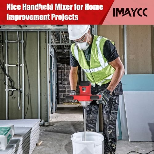 IMAYCC Cement Mixer, 2100W Electric Concrete Mixer with 6 Speed, 110V Handheld Mud Mixer for Motar,Paint, Grout, Plaster, Thinset,Fodder Stirring Tool - color: Red