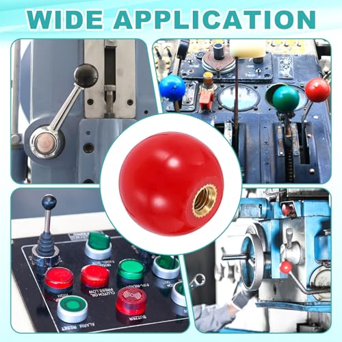 uxcell 4Pcs Threaded Ball Knobs, M8 x 25mm Phenolic Plastic Thread Ball Handles Balls Nuts Knob Caps Nut Balls with Threaded Insert for Machine Lever Handle DIY Project, Red - color: Red, size: M8 x 25mm