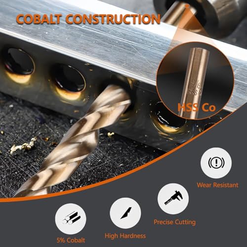 11/32" M35 Cobalt HSS Twist Drill Bit Set, 5-Pc for Hard Metal - style: 11/32"(5pcs)