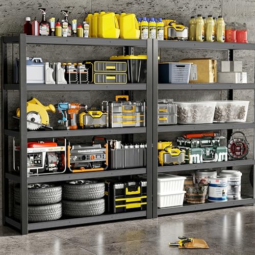 84" H 5-Tier Heavy Duty Storage Shelves, 3000LBS Capacity Adjustable Metal Industrial Garage Shelving Units,Freestanding Storage Rack for Shop and Warehouse, 84" H x 55" W x 24" D - size: 84"H × 55"W × 24"D