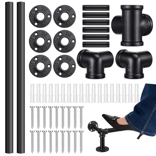 Zonon 8 ft Bar Foot Rail Kit, Matte Black Industrial Pipe Railing for Bar - size: 8 ft