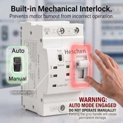 Heschen 63A Dual Power Automatic Transfer Switch 2P 220V DIN Rail ATS - size: 220V 2P
