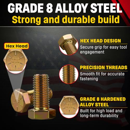 Chenango Supply 5/8-11 x 1-1/2" Grade 8 Hex Head Cap Screws - size: 5/8-11 x 1-1/2" Hex Bolt