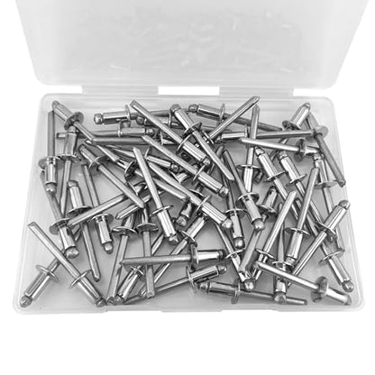 ALLCLEAN 50 Pcs 1/4" x 1/2" Stainless Steel Blind Pro Rivets,6.4 x 12mm Pop Rivets,Stainless Steel Grip and Stainless Steel Mandrel - color: Stainless Steel, size: 1/4" x 1/2"