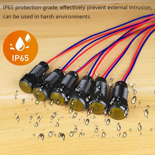 Gebildet 6pcs Yellow Indicator Pilot Light 110VAC Mounting Hole Size 10mm(Flame Retardant Plastic Shell) - color: Amber 110-220V/Black shell