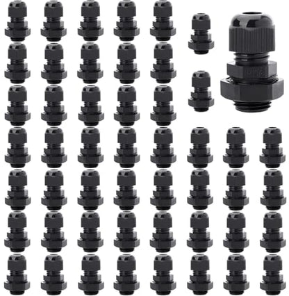 50PCS 3/8'' NPT Cable Gland Waterproof Adjustable 4-8mm/0.16-0.31inch Nylon Cable Glands Joints with Gaskets (3/8", 50PCS) - size: 3/8'' NPT 50pcs