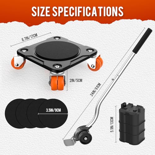 Furniture Movers with 10 Wheels – Upgraded Dual Wheel Design, Carbon Steel Panel Heavy Duty Dolly with Lifter, Max Load 3527 LBS, More Stable & Smoother Moves