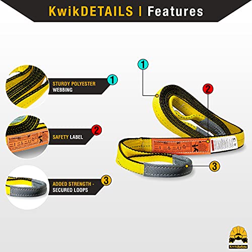 KwikSafety - Charlotte, NC - Mighty Sumo 2”x 4’ Poly Web Sling Lifting Strap Construction ASME OSHA / 6400lbs Vertical 5100lbs Choker 12800lbs Basket/Rigging Moving Towing Hoisting Gear - size: 2"x4' | 6400 lbs