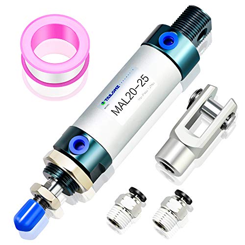 TAILONZ PNEUMATIC 20mm Bore 25mm Stroke Air Cylinder Double Action with Y Connector and 2Pcs 6mm Fitting MAL20x25 - size: 20mm Bore 25mm Stroke
