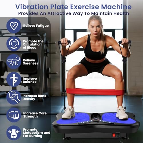 Vibration Plate Exercise Machine 400 lbs Capacity for Lymphatic Drainage - color: Royal Blue