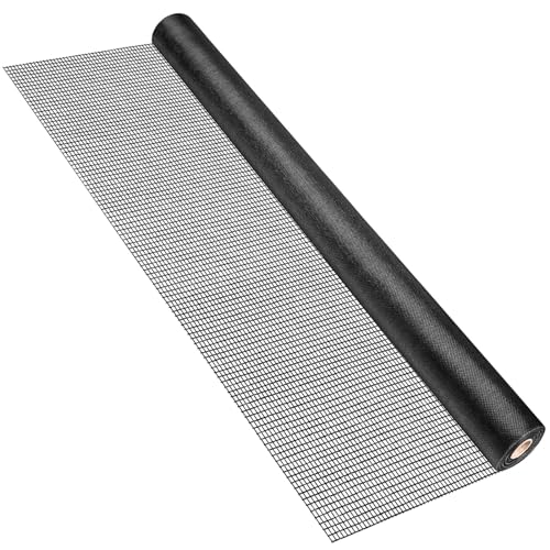 Ouskr Replacement Window Screens Roll, 48 inch x 100 feet Durable Window Screen Mesh for Patio Porch Door Windows, DIY Adjustable Fiberglass Window Screen Repair Kit Sliding Net Pet, Black - size: 48inchx100feet Black Roll