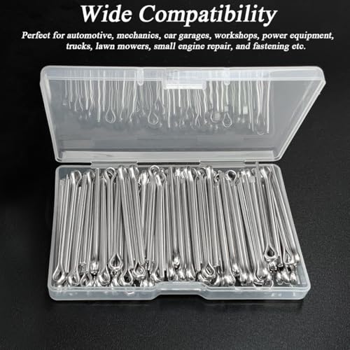 100 Pcs Stainless Steel 1/8 x 1-1/2" Cotter Pins, 1/8 Heavy Duty Metal Cotter Pins Set