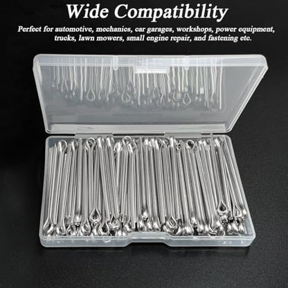 100 Pcs Stainless Steel 1/8 x 1-1/2" Cotter Pins, 1/8 Heavy Duty Metal Cotter Pins Set