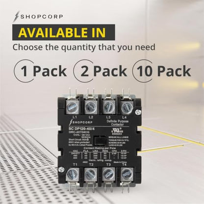 4 Pole 40 Amp AC Contactor, 120V Coil, UL Recognized, HVAC - style: 4 Pole 110V