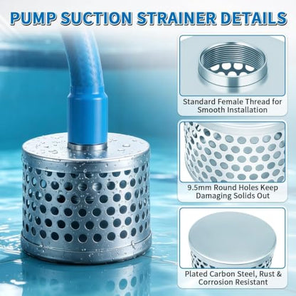 2 Inch Water Pump Suction Strainer, Round Hole Inlet Filter - size: 2 inch