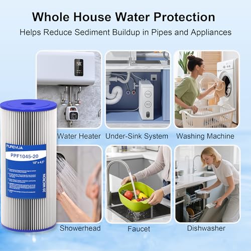 10" x 4.5" Pleated Sediment Water Filter Cartridge 20 Micron 4-Pack