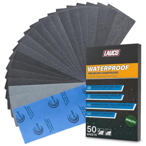 Aqua Maxx Wet Dry Sandpaper Sheets 2000 Grit, 50 Pack Waterproof Silicon Carbide Abrasive Paper, 9 x 5.5 Inch Ultra Fine Finishing Sanding Sheets for Automotive Paint Correction, Polishing, Metal - style: 2000 Grit