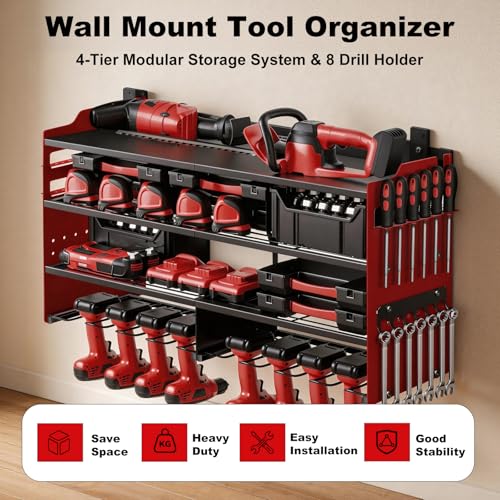 oviitech Large Power Tool Organizer Wall Mount Red - color: Red