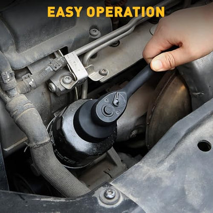 ELEAD 7-Piece 24-38mm Oil Filter Socket Wrench Set, 3/8'' Drive Oil Filter Cap Removal Tool, Oil-change Kit with 3/8'' Drive Ratchet Wrench Handle, Compatible with Toyota BMW Audi VW Porsche Vehicles - style: 24-38mm