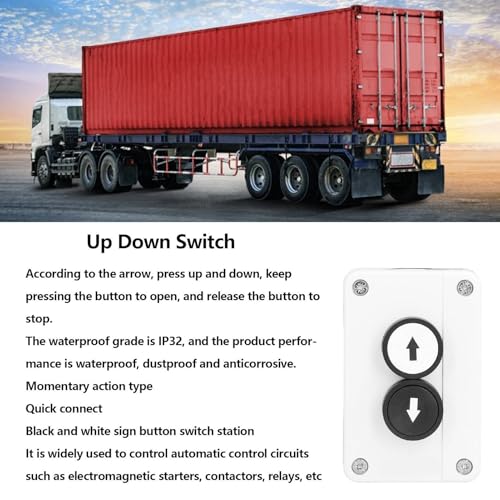 Akozon Box Station Button Switch, SGKJ‑2N Push Button Switch Station Up Down Arrow Roller Door Truck Tail Switch IP32 Up Down Switch