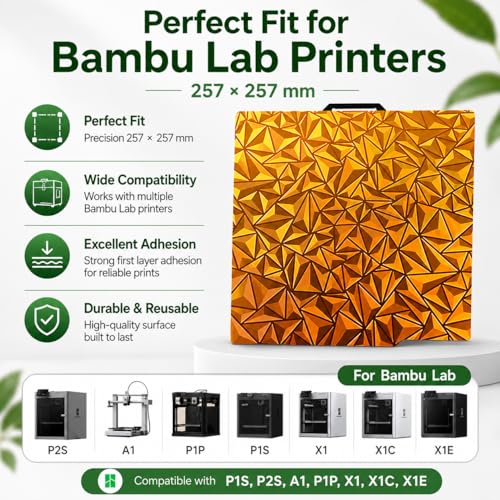 Build Plate for Bambu Lab P1S P2S A1 P1P X1 X1C X1E - Double Sided Smooth PEI Spring Steel Sheet, Flexible 3D Printer Spring Steel Build Plate, 257x257mm,Chameleon PEO+Starry Pattern - color: Chameleon PEO+Starry