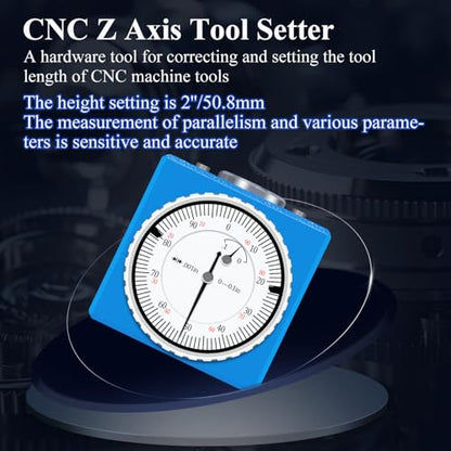 Z Axis Zero Setting 0-0.1'' X 0.001'', 2" Zero CNC Instrument Setter,CNC Machining Center Blade Adjuster,for CNC Lathe,Milling Machine,Drilling Machine