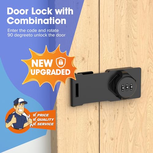 Cabinet Locks with Combination, Hasp Locks, 2 Packs Black - color: 4 Packs Black