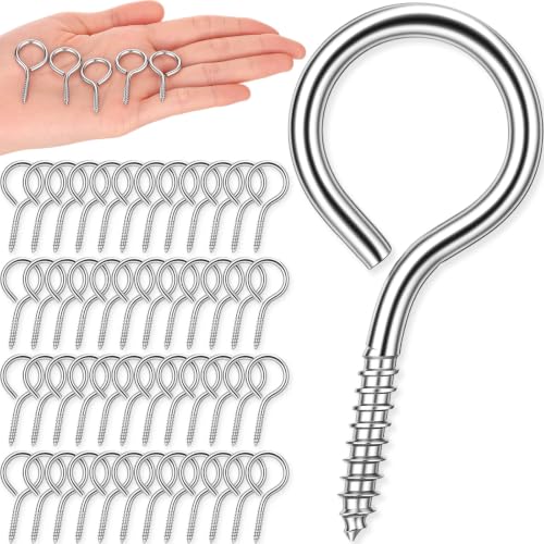 50 Pcs 304 Stainless Steel Screw Eye Hooks, M3-1.6 Inch - size: M3-1.6 Inch