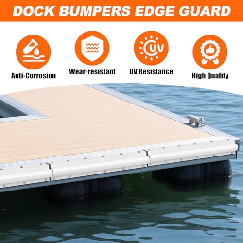 Dock Edging 10 Feet/20 FeetBoat Dock Bumpers for Dockside and Edge,5 Park and 10 Park Dock Greater Protector Rub Rail for Boats,Each Park 23.5 inch Long. - color: white, style: 10 pcs Totall 20ft