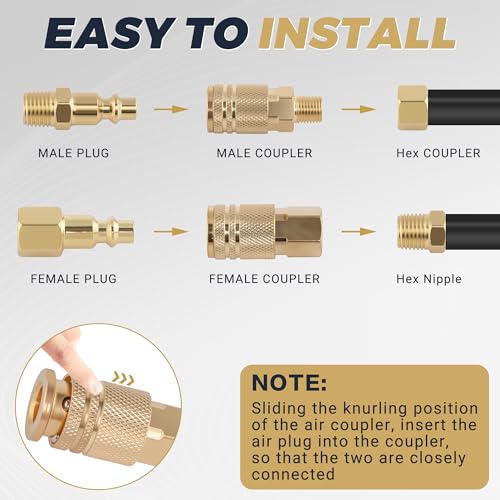 Brass 1/4 '' Air Coupler Plug Kit Air Compressor Fitting 15pcs - style: 15PCS 1/4" Female Plug